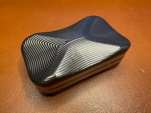 ErgoBoy - Blackened Zirc with SS Four Corner Tortoise Shell Plates - Concentric Pattern Top